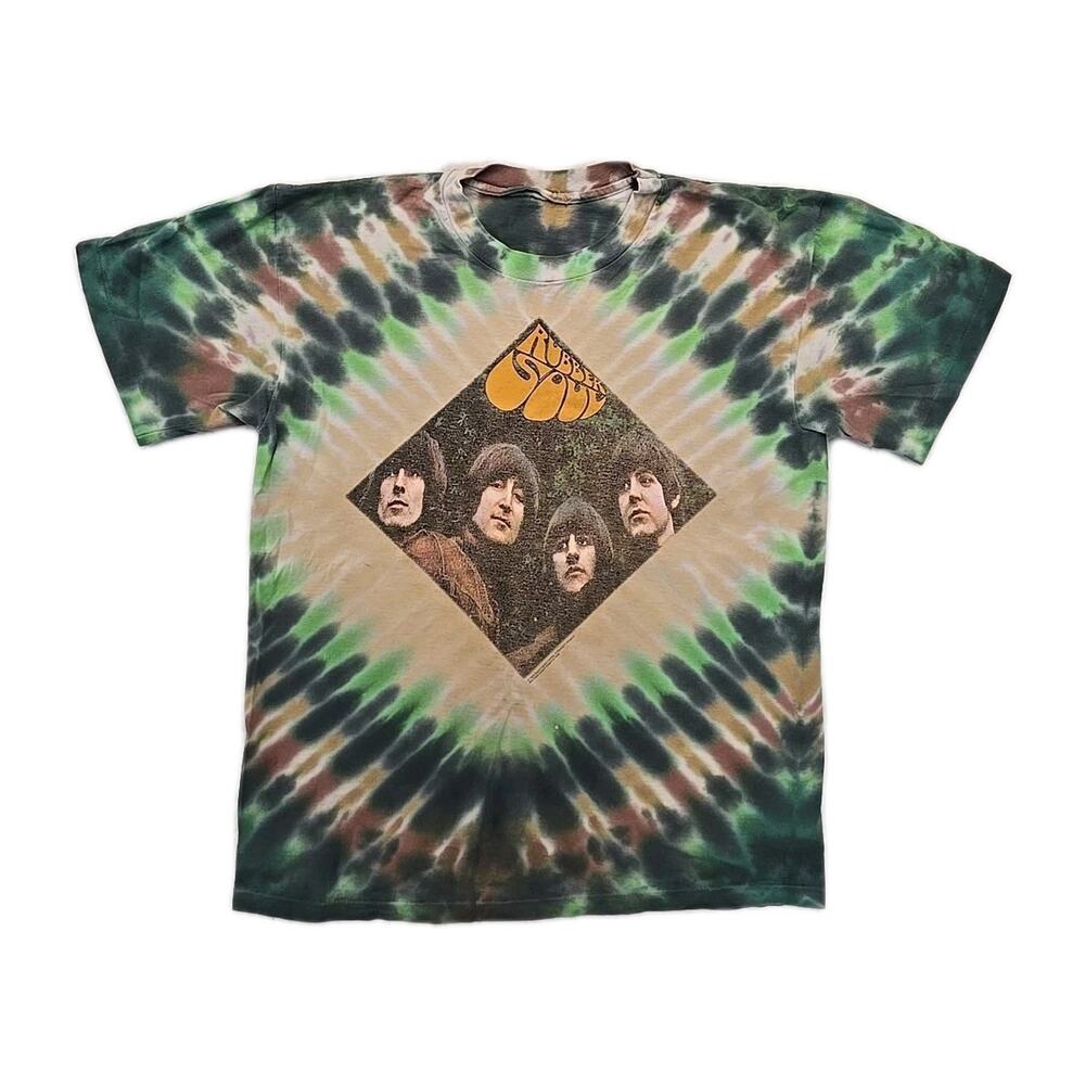 Vintage 90s Beatles Rubber Soul Tie Dye Shirt L Not Fade Away Apple Corps 1996